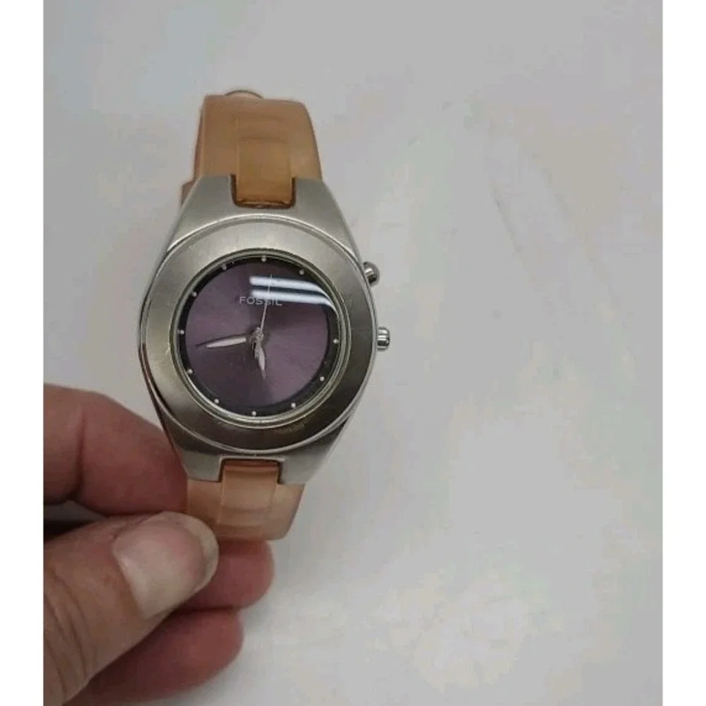 Vintage Fossil Blue AM 3609 Color Changing Dial Purple Green‎ New Battery Works